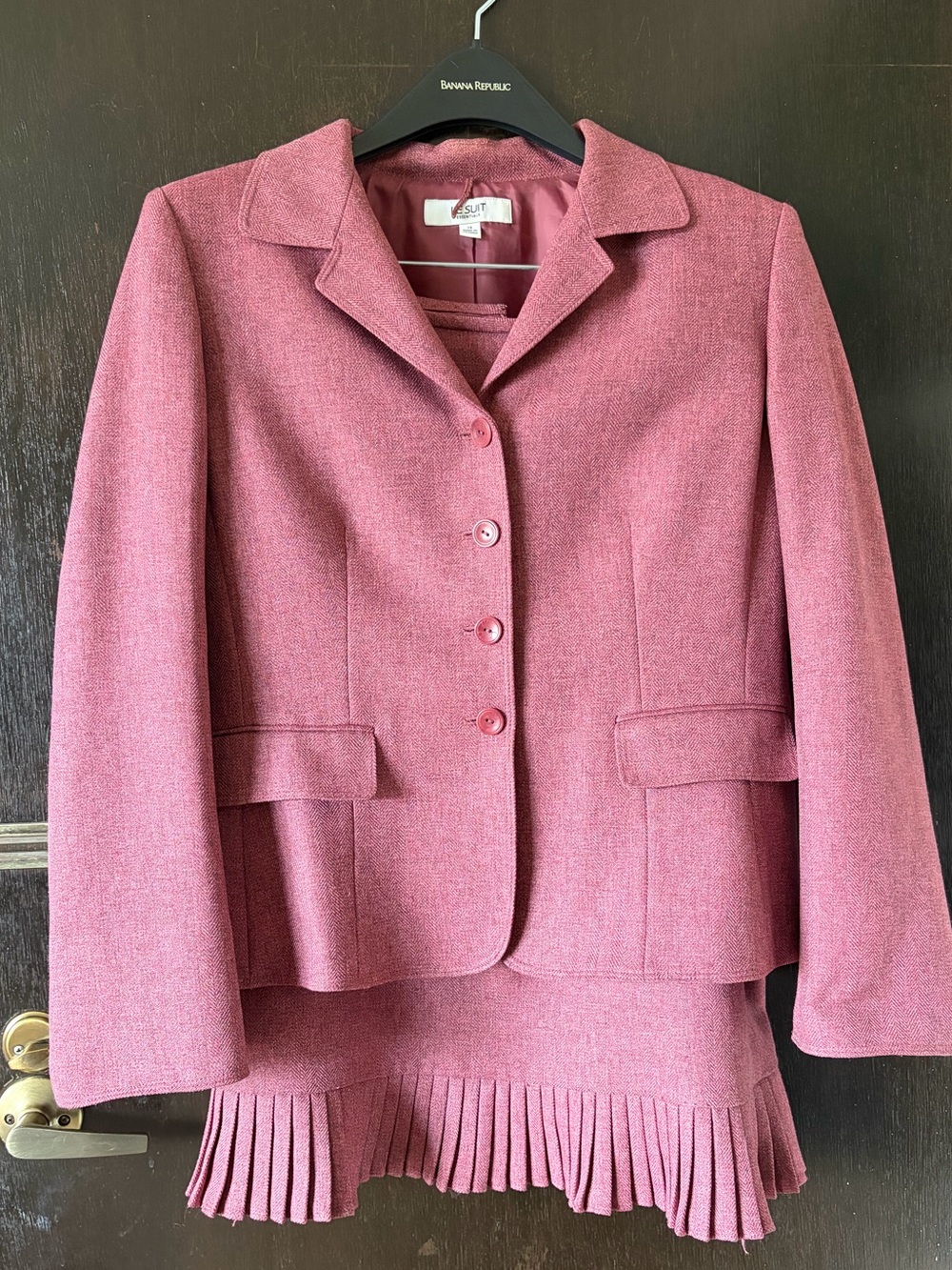 Le Suit Essentials Pink Mauve skirt suit set Sz 14